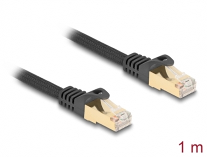 Изображение Delock RJ45 Network Cable with braided jacket Cat.6A S/FTP plug to plug 1 m black