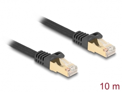 Изображение Delock RJ45 Network Cable with braided jacket Cat.6A S/FTP plug to plug 10 m black