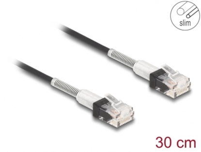 Picture of Delock RJ45 Network Cable with double bend protection Cat.6A UTP Slim 0.3 m black