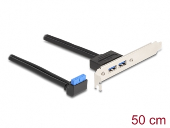 Изображение Delock Slot bracket 1 x USB 5 Gbps pin header female 90° angled to 2 x USB 5 Gbps Type-A female 50 cm