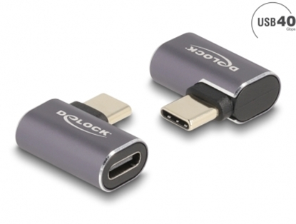 Attēls no Delock USB Adapter 40 Gbps USB Type-C™ PD 3.0 100 W male to female angled left / right 8K 60 Hz metal