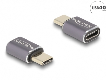 Attēls no Delock USB Adapter 40 Gbps USB Type-C™ PD 3.0 100 W male to female port saver 8K 60 Hz metal