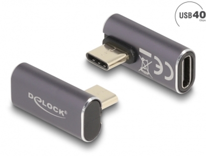 Attēls no Delock USB Adapter 40 Gbps USB Type-C™ PD 3.0 100 W male to female rotated angled left / right 8K 60 Hz metal