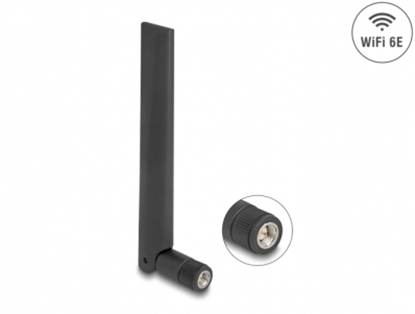 Picture of Delock WiFi 6E Antenna SMA plug 3 dBi omnidirectional with tilt joint black