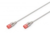 Picture of CAT 6 U-UTP  Slim patch cord | Patch cord | Transparent red coloured connector for easy identification of Category 6 (250 MHz). Inner conductors: Copper (Cu) | Grey | 2 m | Modular RJ45 (8/8) plug