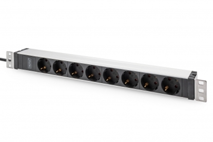 Picture of Digitus Socket Strip with Aluminum Profile, 8-way safety socket, 2 m cable, IEC C20 plug