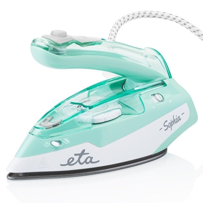 Attēls no ETA | ETA127190000 Sophia | Steam Travel Iron | 1100 W | Water tank capacity 80 ml | Continuous steam 30 g/min | Steam boost performance 50 g/min | Green/White