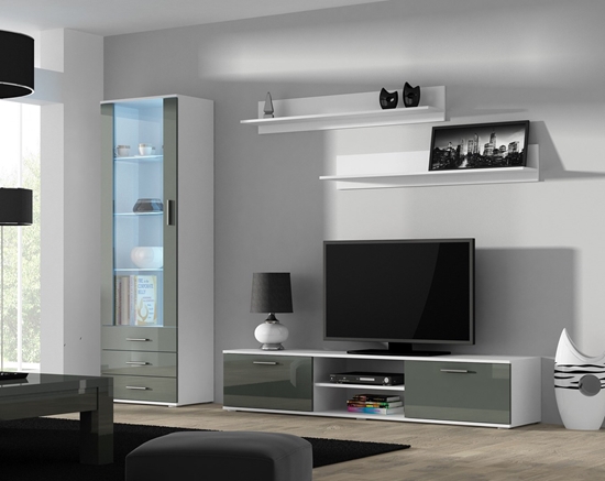 Изображение Furniture set SOHO 1 (RTV180 cabinet + S1 cabinet + shelves) White/Grey Gloss