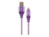 Изображение Gembird USB Male - Lightning Male Premium cotton braided 1m Purple/White