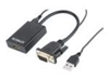 Изображение Gembird VGA Male - HDMI Female 0.15m Black + USB/AUX Full HD