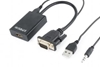 Изображение Gembird VGA Male - HDMI Female 0.15m Black + USB/AUX Full HD