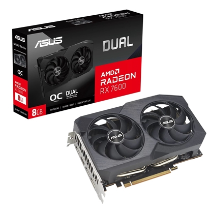 Picture of Graphics Card|ASUS|AMD Radeon RX 7600|8 GB|GDDR6|128 bit|PCIE 4.0 16x|Dual Slot Fansink|1xHDMI|3xDisplayPort|DUAL-RX7600-O8G-V2