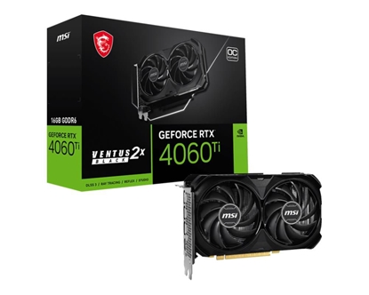 Attēls no Graphics Card|MSI|NVIDIA GeForce RTX 4060 Ti|16 GB|GDDR6|128 bit|PCIE 4.0 16x|1xHDMI|3xDisplayPort|4060TIVENT2XBLAC16GOC