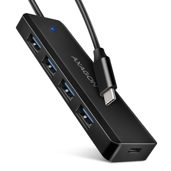 Изображение HUE-C1C 4-portowy hub USB 5Gbps Travel, USB-C power IN, kabel Type-C 19cm, USB-C dodatkowe zasilanie