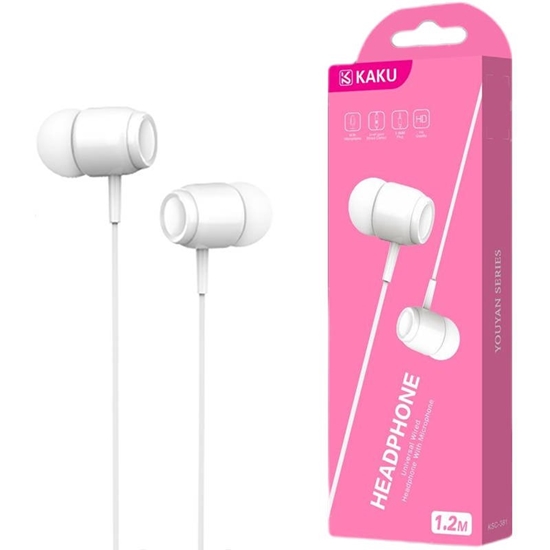 Picture of iKAKU KSC-381 Universālas Vieglas HiFi In-Ear Austiņas 3.5mm ar Mikrofonu 1.2m Baltas