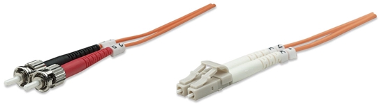 Picture of Intellinet Fiber Optic Patch Cable, OM1, LC/ST, 3m, Orange, Duplex, Multimode, 62.5/125 µm, LSZH, Fibre, Lifetime Warranty, Polybag