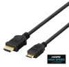 Изображение Kabelis DELTACO HDMI - mini HDMI, 4K UHD i 60Hz, 2,0m, juodas / HDMI-1026-K / 00100008