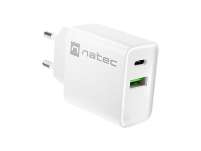 Attēls no Ładowarka sieciowa Ribera 1x USB-A + 1x USB-C 20W Biała 