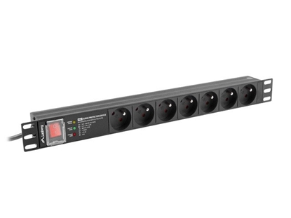 Attēls no LANBERG POWER STRIP PDU RACK 19" (1U, 16A, 7X 230V PL, 2m)