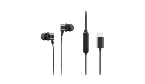 Picture of Lenovo 4XD1J77351 headphones/headset Wired In-ear Office/Call center USB Type-C Black