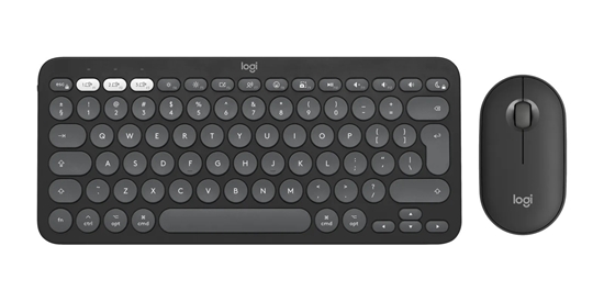 Изображение Logitech Pebble 2 Combo for Mac keyboard Mouse included RF Wireless + Bluetooth QWERTY US International Graphite