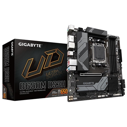 Изображение Mainboard|GIGABYTE|AMD B650|Micro-ATX|Memory DDR5|Memory slots 4|1xPCI-Express 3.0 1x|1xPCI-Express 4.0 16x|2xM.2|1xHDMI|2xDisplayPort|4xUSB 2.0|3xUSB 3.2|1xUSB-C|1xPS/2|1xRJ45|3xAudio port|B650MDS3H1.3