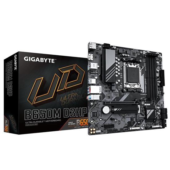 Изображение Mainboard|GIGABYTE|AMD B650|SAM5|Micro-ATX|Memory DDR5|Memory slots 4|1xPCI-Express 3.0 1x|1xPCI-Express 4.0 16x|2xM.2|1xHDMI|2xDisplayPort|2xUSB 2.0|3xUSB 3.2|1xUSB-C|1xPS/2|1xRJ45|3xAudio port|B650MD3HP