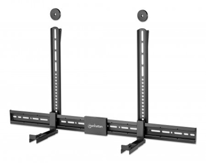 Attēls no Manhattan Soundbar Mount Universal, Wall Mount or VESA Mount, Compatible with Soundbars up to 15kg, Depth-Adjustable, Mounts Above or Below TV, Black