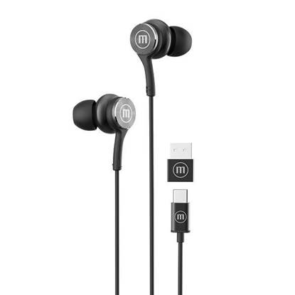 Изображение Maxell XC1 USB-C wired headphones with USB-A adapter black