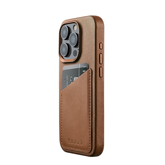 Изображение Mob.telefono dėkliukas Mujjo iPhone 15 Pro Wallet Leather- Tan