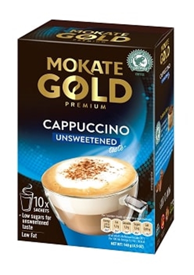 Picture of MOKATE GOLD PREMIUM kaf. dzēr.pulv. ar sam. cukura dz. "CAPPUCCINO UNSWEETENED" (12x(10x14G)