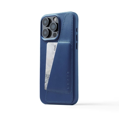 Picture of Mujjo iPhone 15 Pro Max Wallet Leather Case - Monaco Blue