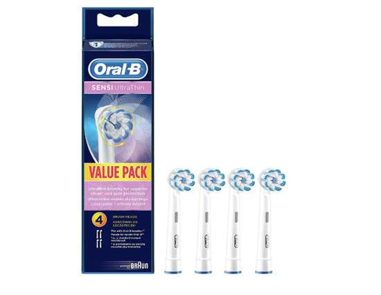 Picture of Oral-B | Replaceable toothbrush heads | EB60-4 Sensi UltraThin | Heads | For adults | Number of brush heads included 4 | Number of teeth brushing modes Does not apply | White