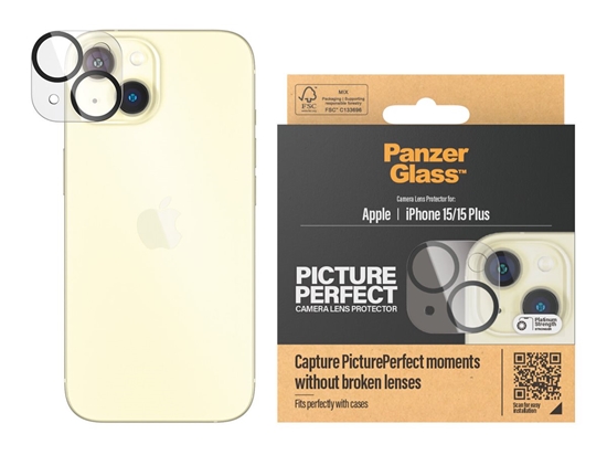 Picture of PanzerGlass PicturePerfect Camera Lens Protector iPhone 2023 6.1 | 6.7 | PanzerGlass | 1136 | Apple | Apple iPhone 15, 15 Plus | Glass | Black/Transparent | Lens protector - glass