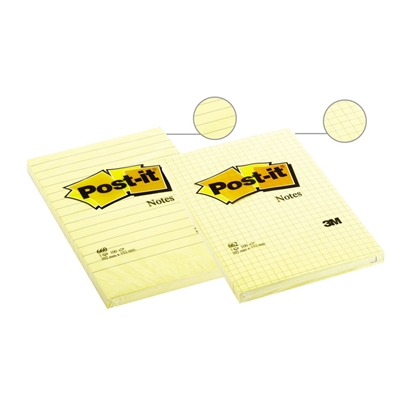 Изображение Piezīmju līmlapiņas POST-IT līniju, 102x152mm, dzeltenas