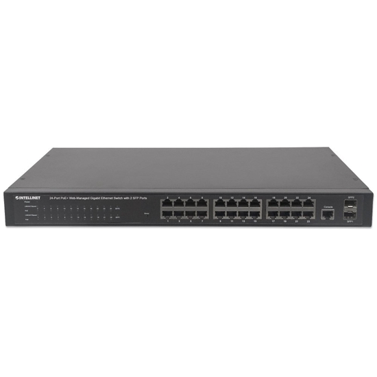 Изображение INTELLINET Switch 24x GE Web-Managed SNMP 2xMini Gbic PoE+