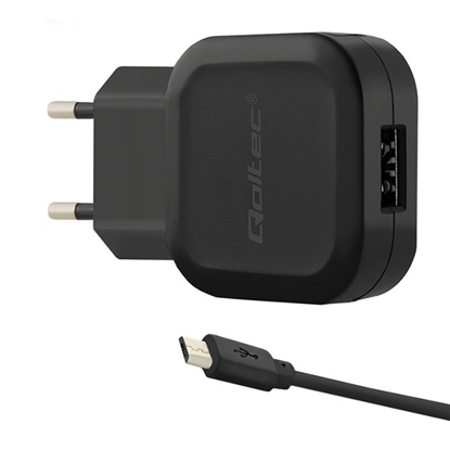 Изображение Qoltec 50195 Charger 12W | 5V | 2.4A | USB + Micro USB cable