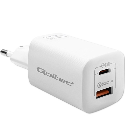 Picture of Qoltec 50765 mobile device charger Laptop, Portable gaming console, Power bank, Smartphone, Smartwatch, Tablet White AC Fast charging Indoor