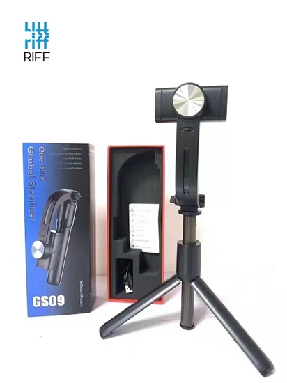 Picture of Riff GS09 Vinas Ass Gimbal Stabilizātors ar iebūvētu tripod statīvu telefonam & atvienojamu pulti (65-96mm) Melns