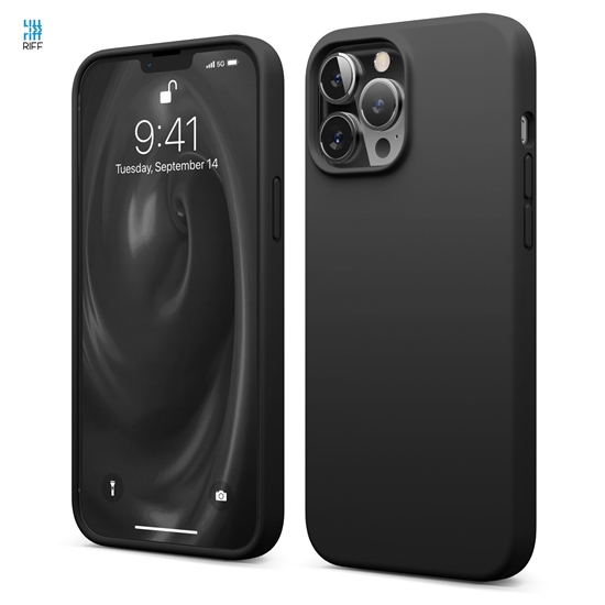 Изображение Riff Plāns & Mīksts silikona aizmugures maks ar mīkstu iekšpusi priekš Apple iPhone 13 Pro Black