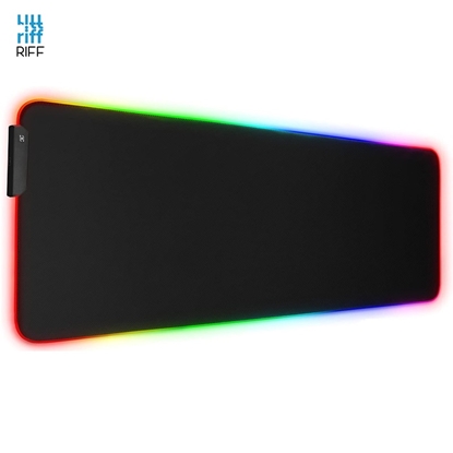 Attēls no Riff RGB-01 spēļu peles paliktnis gumijots audums ar USB RGB LED krāsu apgaismojumu (80x30cm) melns