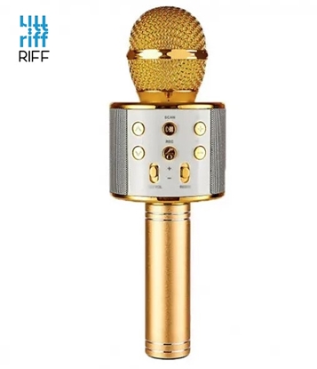 Изображение Riff WS-858 Karaoke Mikrofons ar Skaļruni AUX un Micro SD Gold