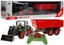 Изображение RoGer Green Farm Tractor Green with Red Trailer 1:28