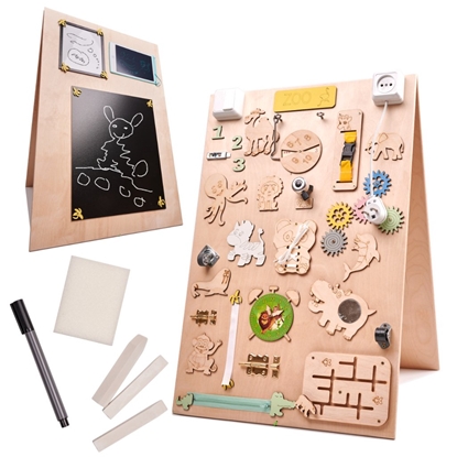 Изображение RoGer Wooden Two-sided chalkboard manipulative board ZOO