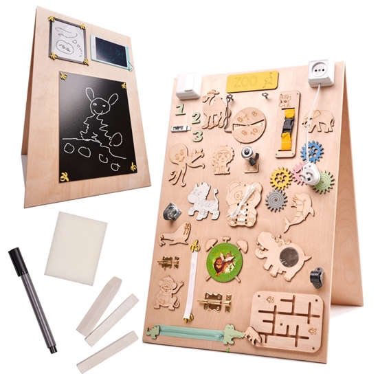 Picture of RoGer Wooden Two-sided chalkboard manipulative board ZOO