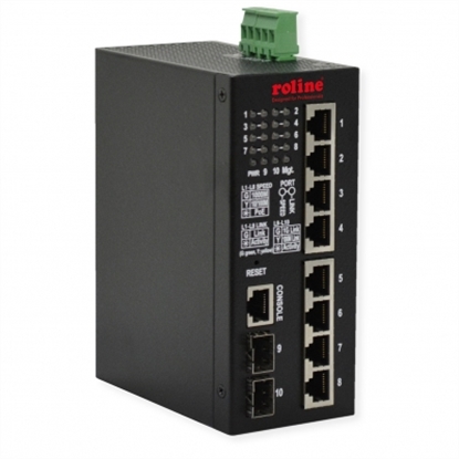 Изображение ROLINE Gigabit Switch 10-Port, (8x RJ45+2x SFP) Layer2 PoE+ Smart Managed, 240W