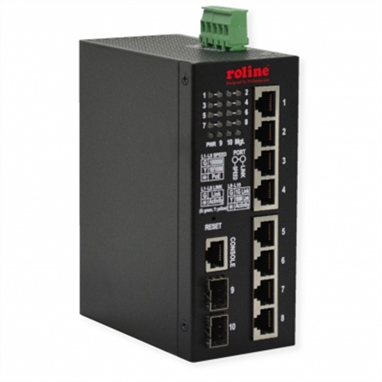 Picture of ROLINE Gigabit Switch 10-Port, (8x RJ45+2x SFP) Layer2 PoE+ Smart Managed, 240W