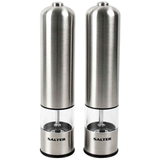 Picture of Salter 7722 SSTURA Stainless Steel Electronic Salt & Pepper Mill Set