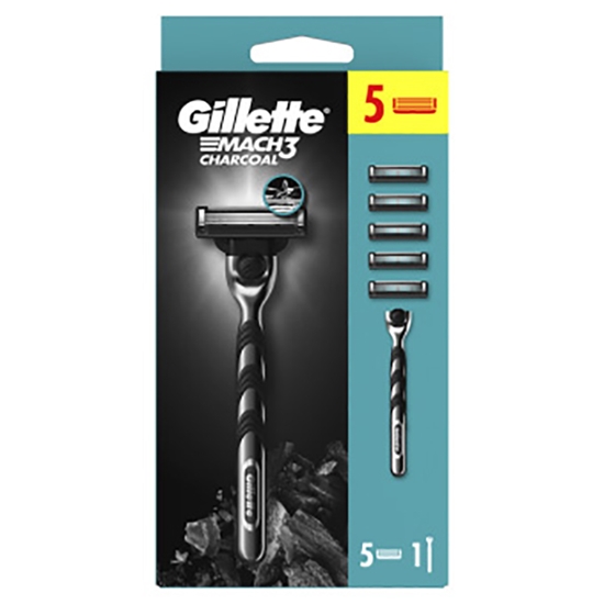 Изображение Skuveklis Gillette Mach3 Charcoal +  5 asmeņi