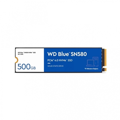 Attēls no SSD|WESTERN DIGITAL|Blue SN580|500GB|M.2|PCIe Gen4|NVMe|TLC|Write speed 3600 MBytes/sec|Read speed 4000 MBytes/sec|2.38mm|TBW 300 TB|MTBF 1500000 hours|WDS500G3B0E